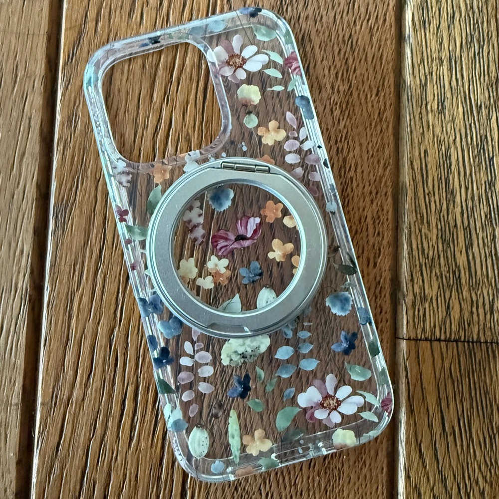 Floral Transparent Phone Case with Ring Holder